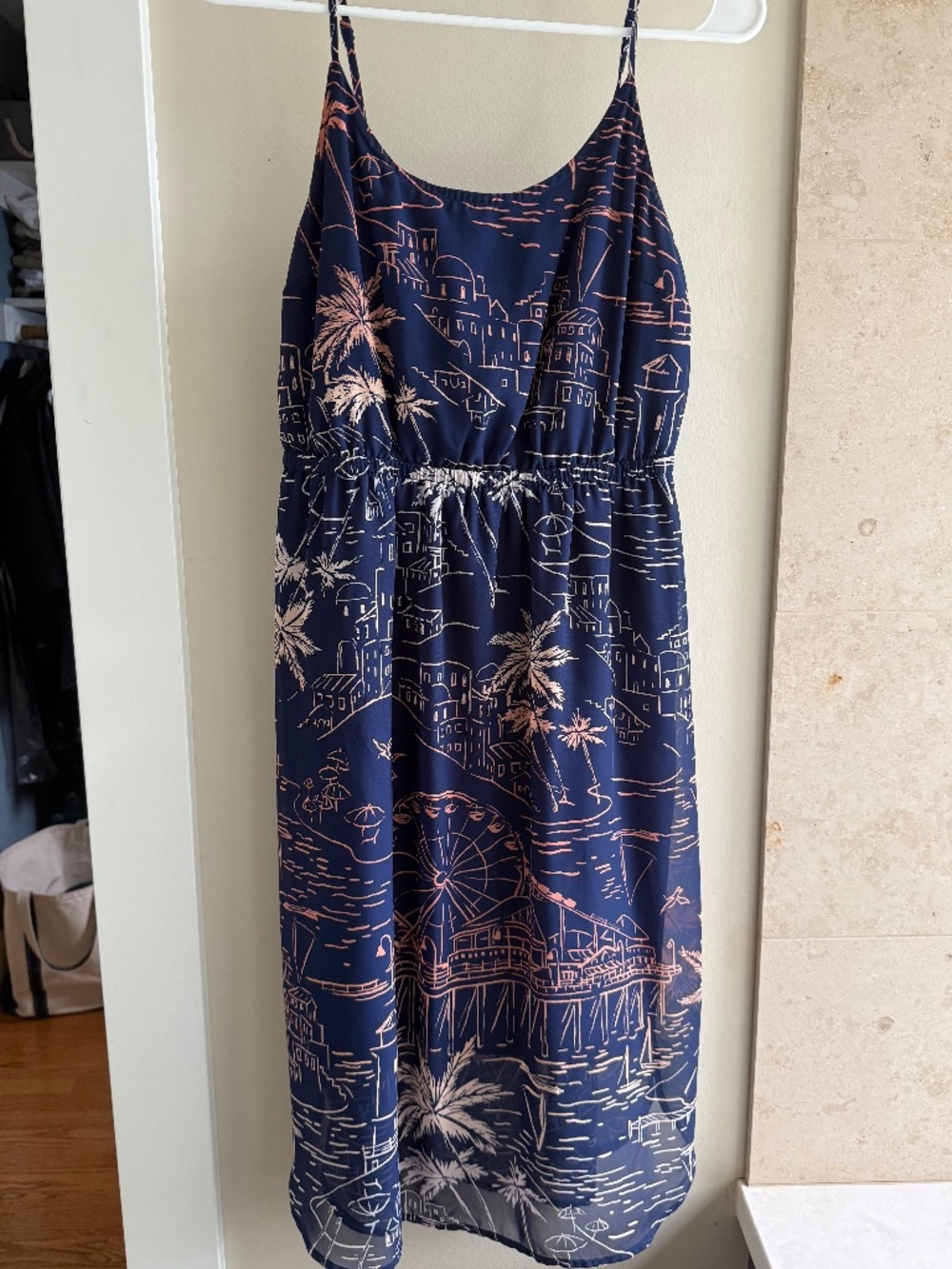 Share Old Navy Midi Dress Women's Medium Boho Summer Sun Dress Sleeveless Blue